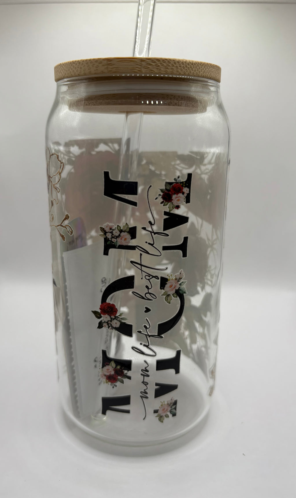 Mom with Flower Glass Cup