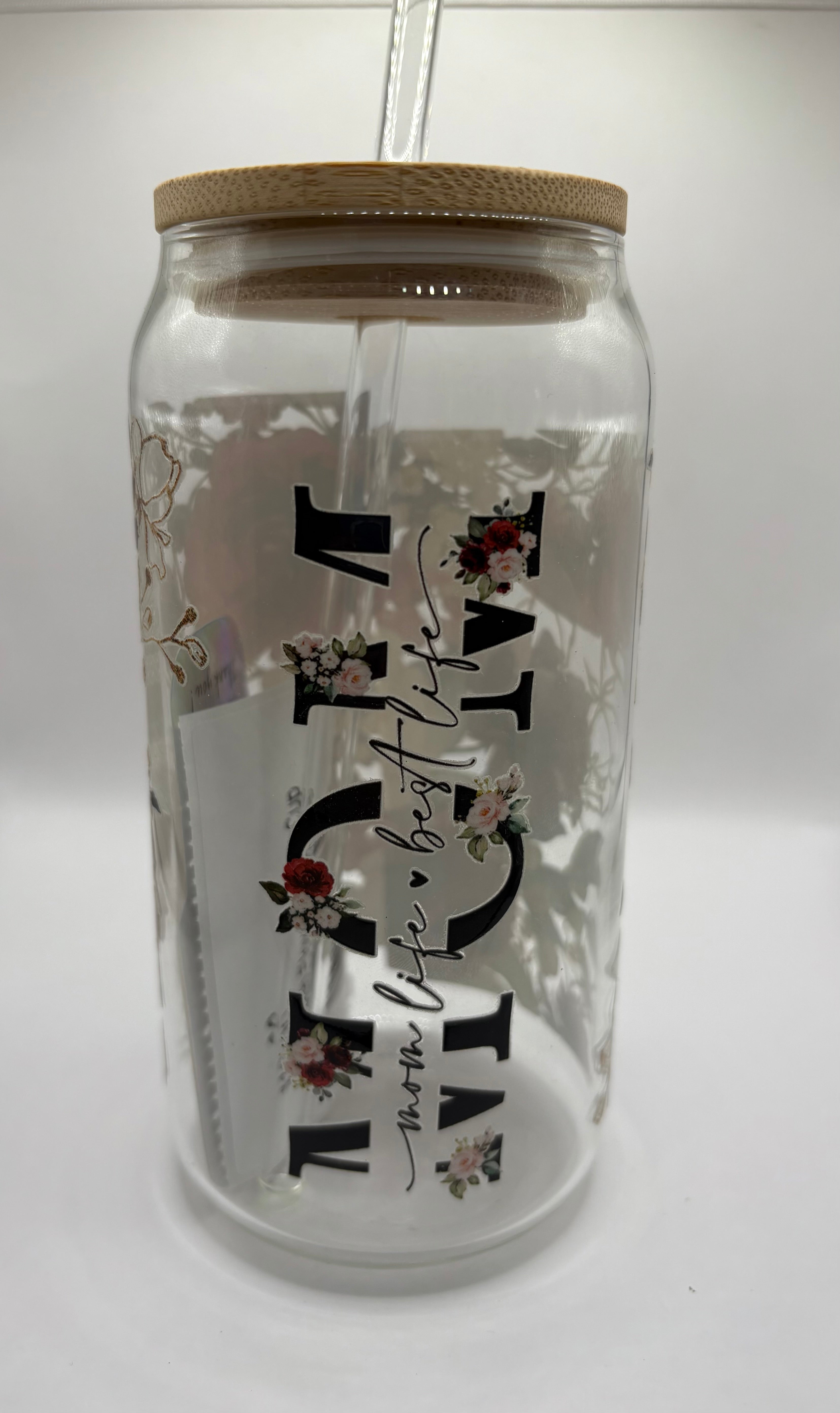 Mom with Flower Glass Cup