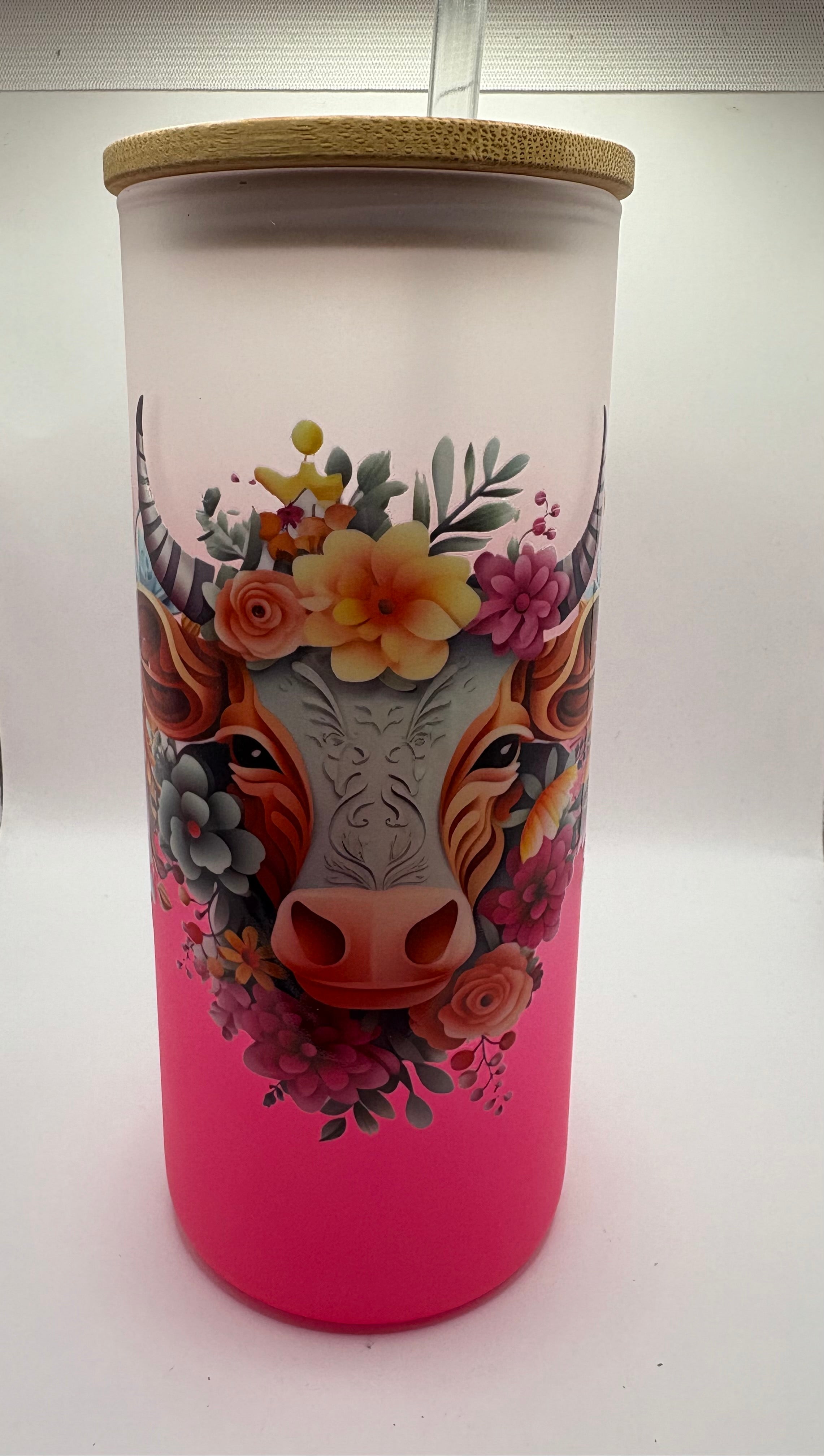 Cow Frosted Glass Cup