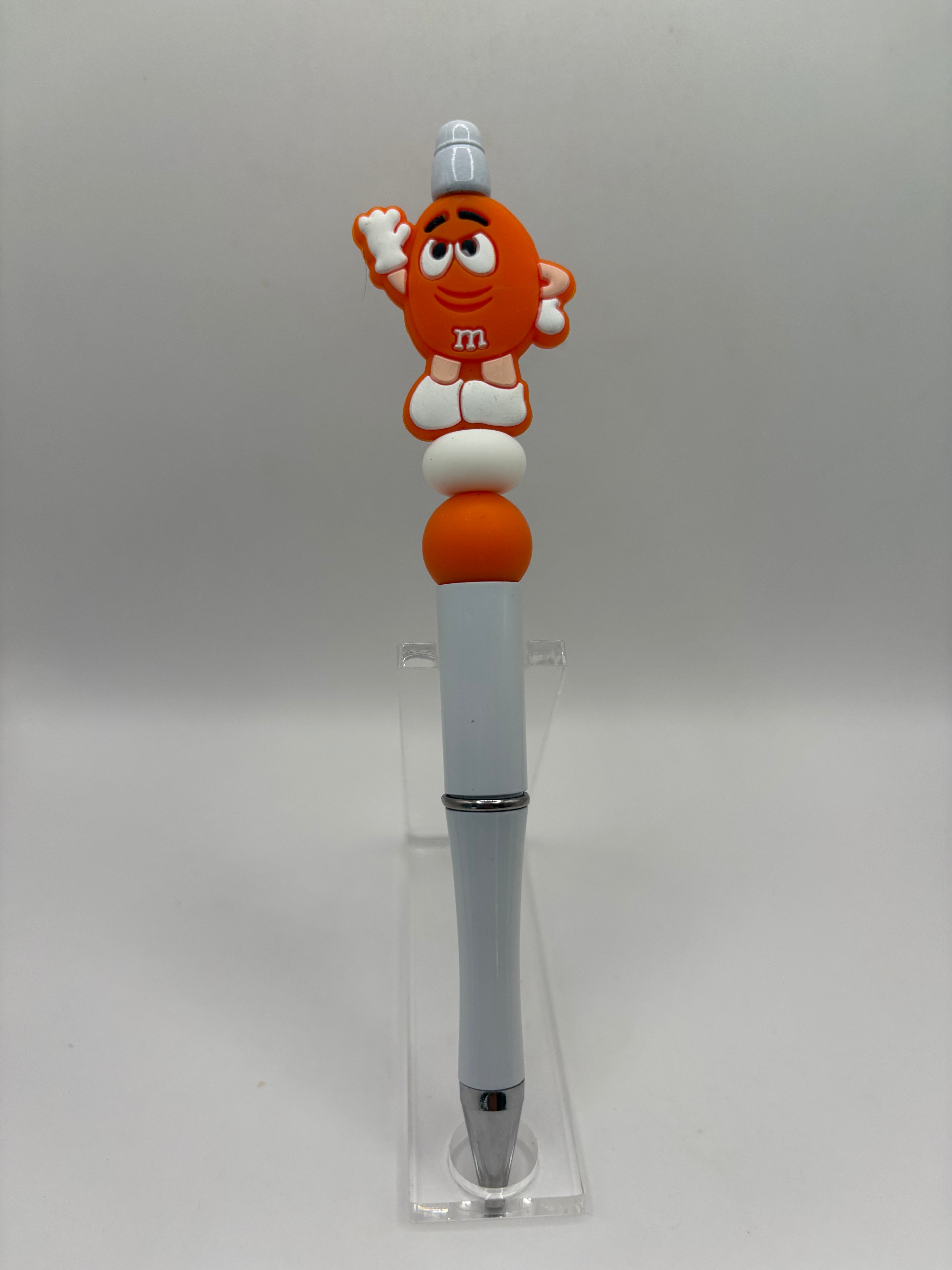 Orange M & M Beaded Pen