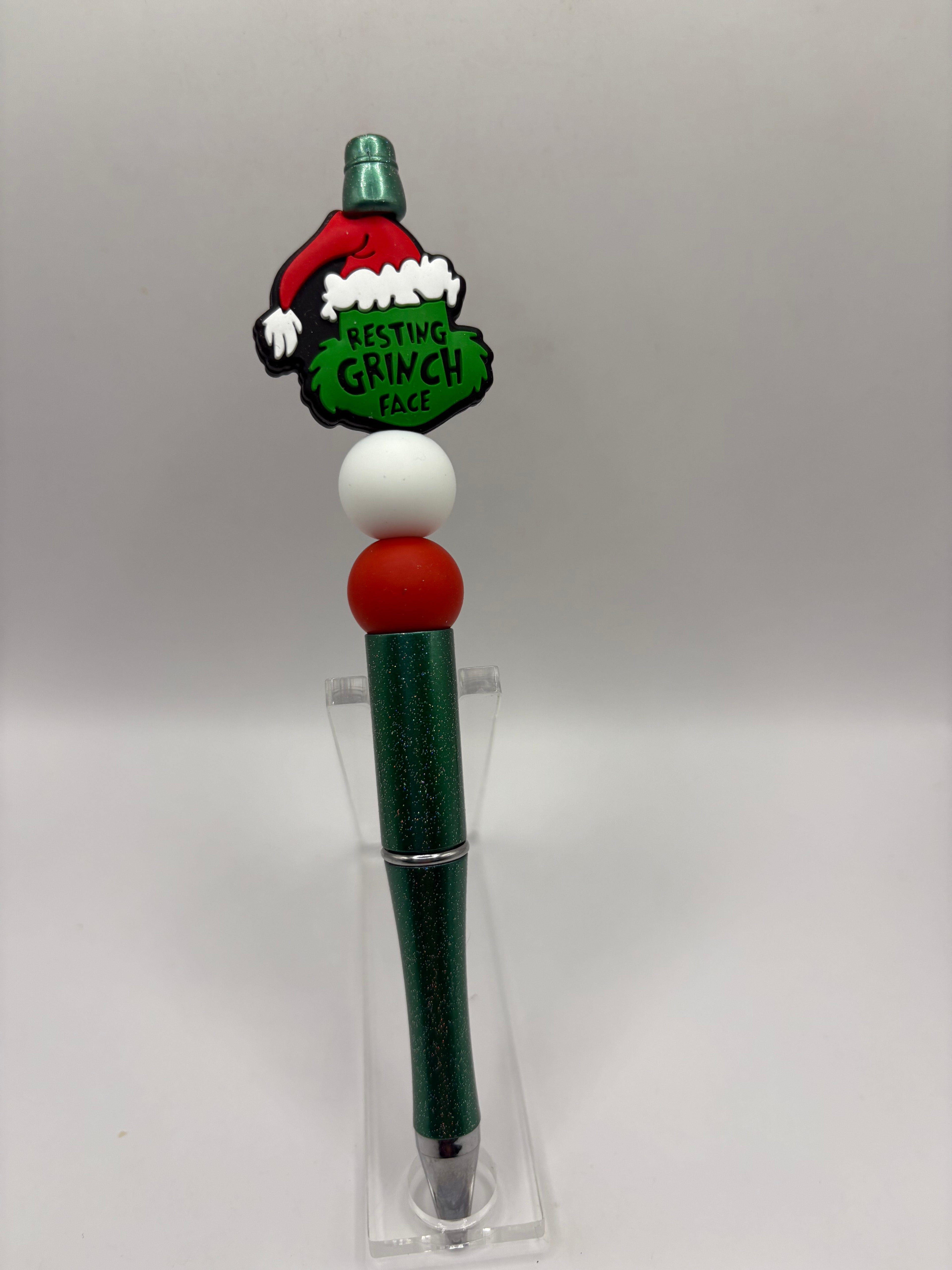 Grinch Face Beaded Pen