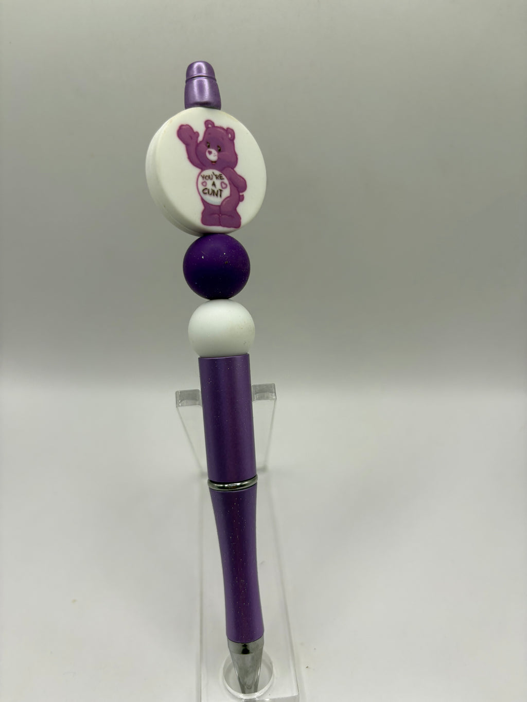 Adult Purple Care Bear Beaded Pen