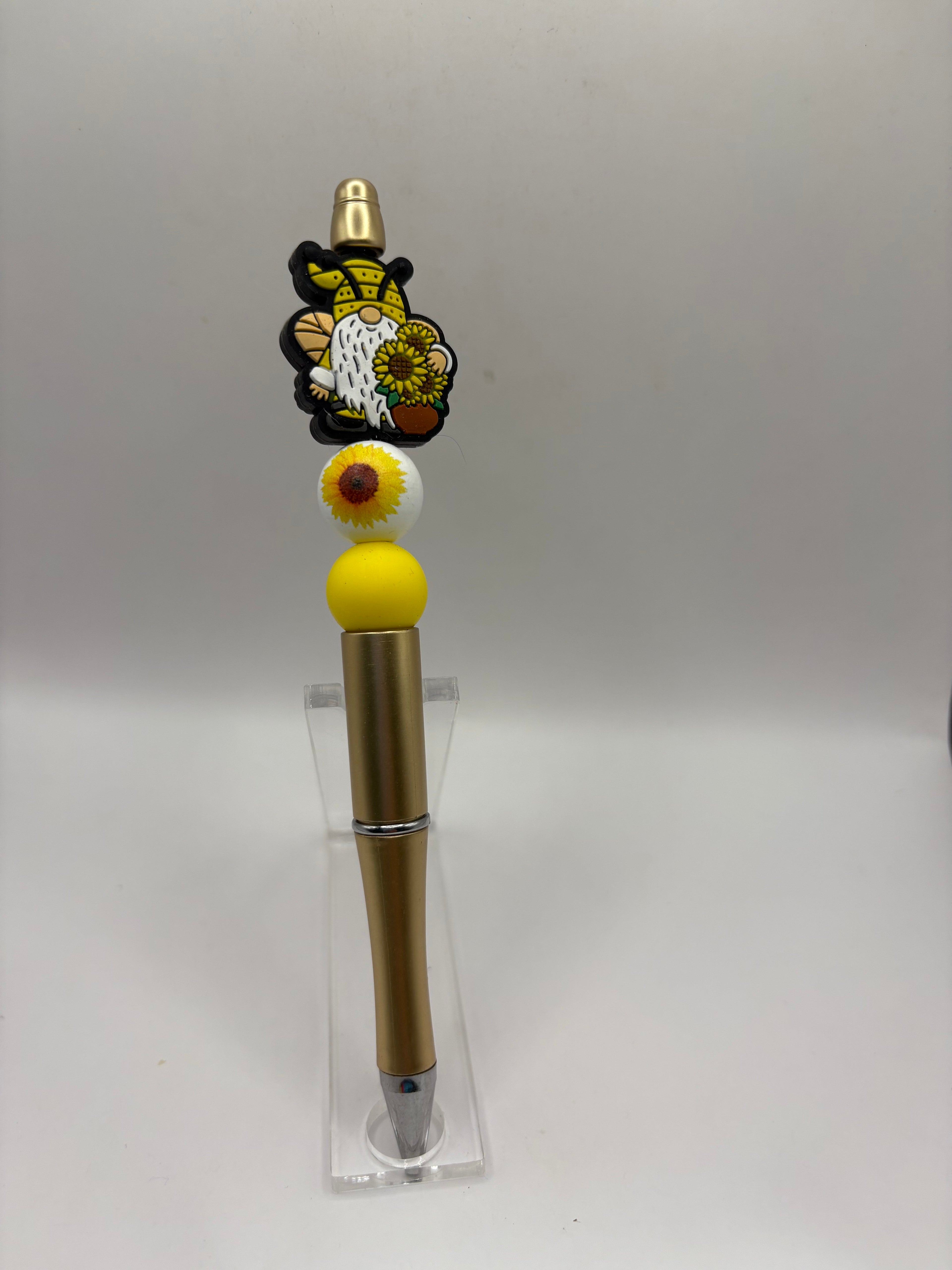 Sunflower Gnome Beaded Pen