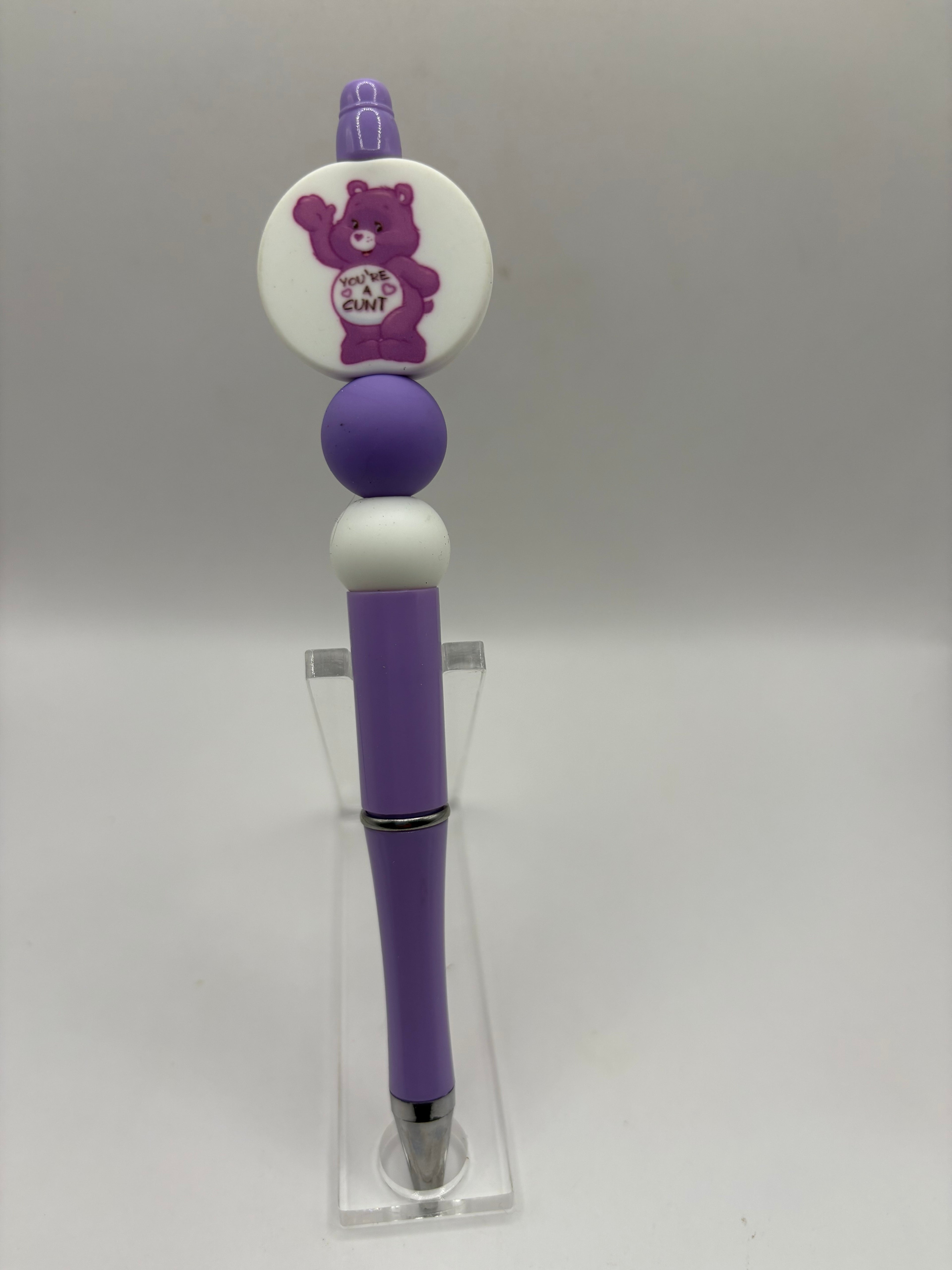 Adult Purple Carebear Beaded Pen