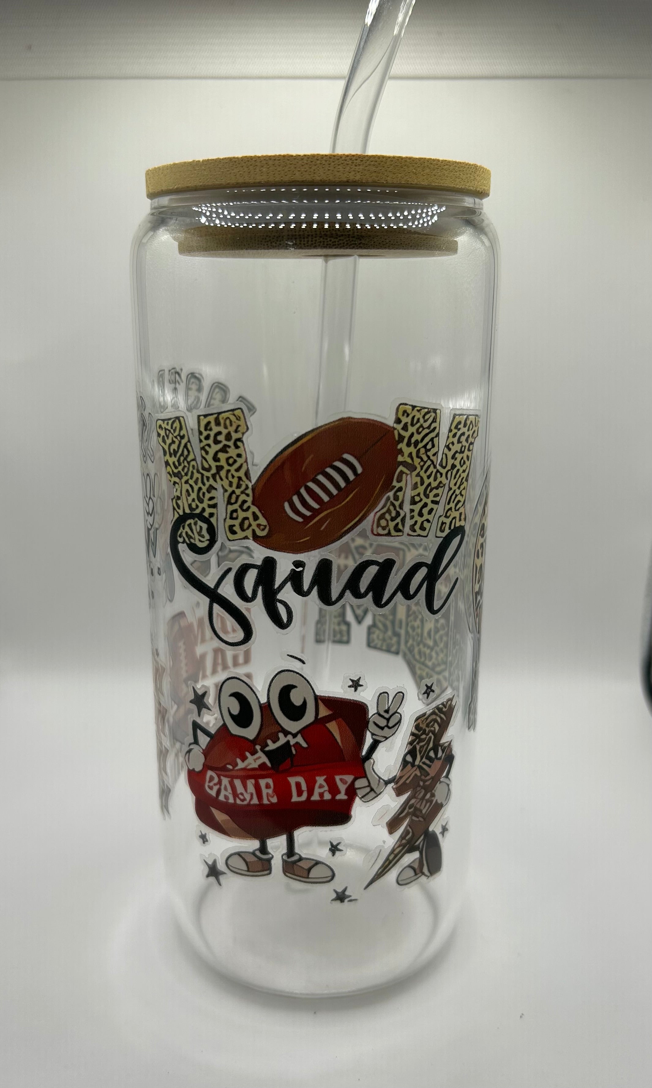 Football Mom Glass Cup