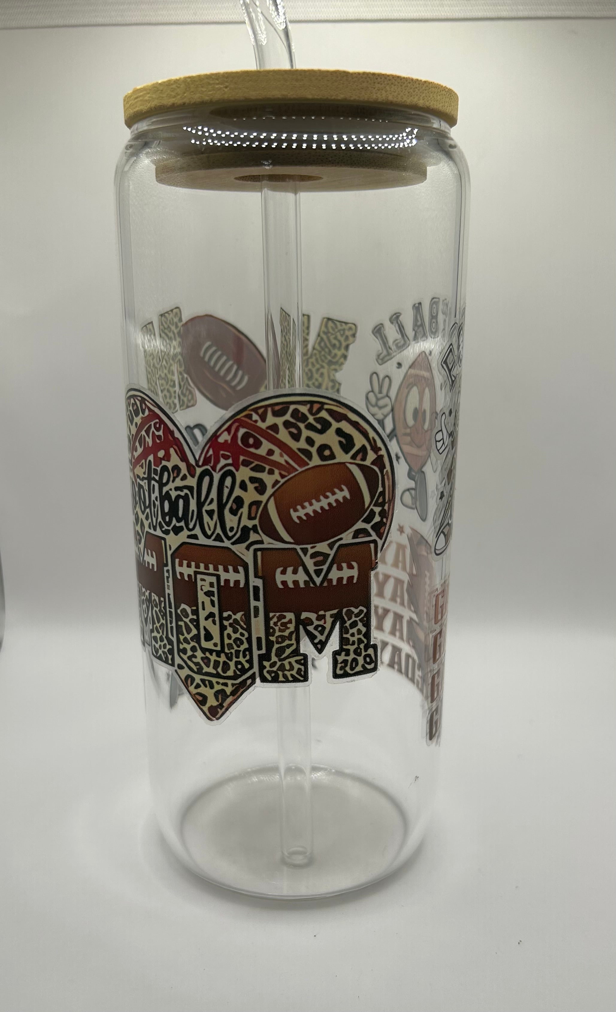 Football Mom Glass Cup