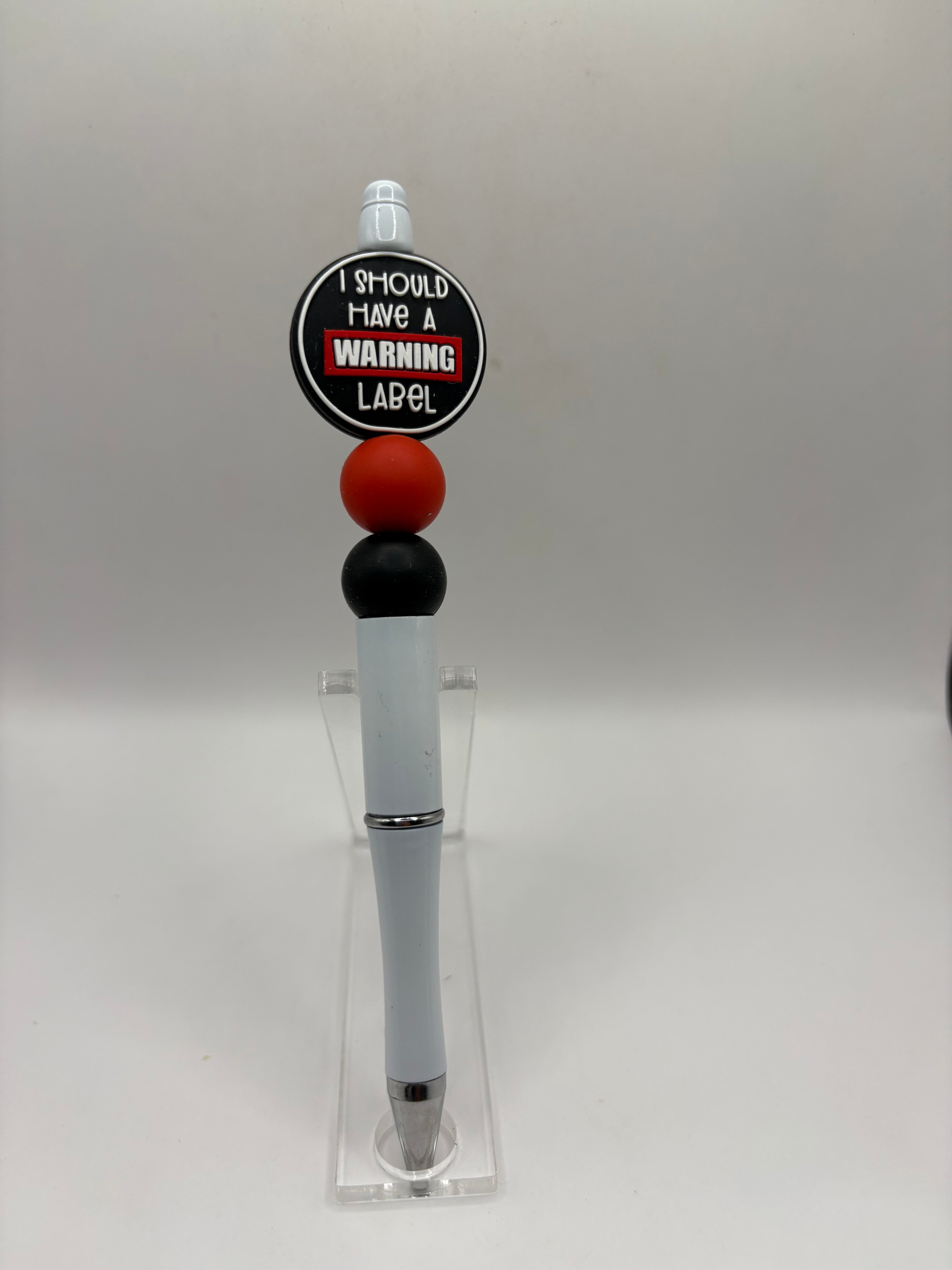Warning Label Beaded Pen