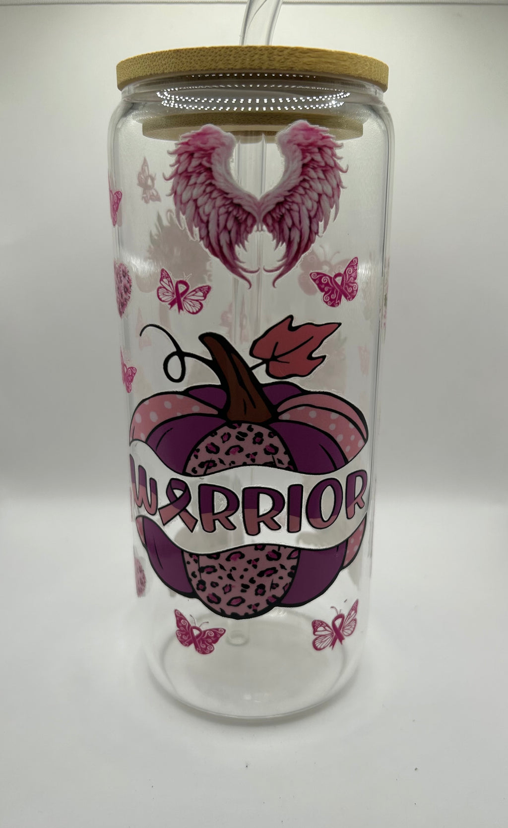 Breast Cancer Warrior Glass Cup