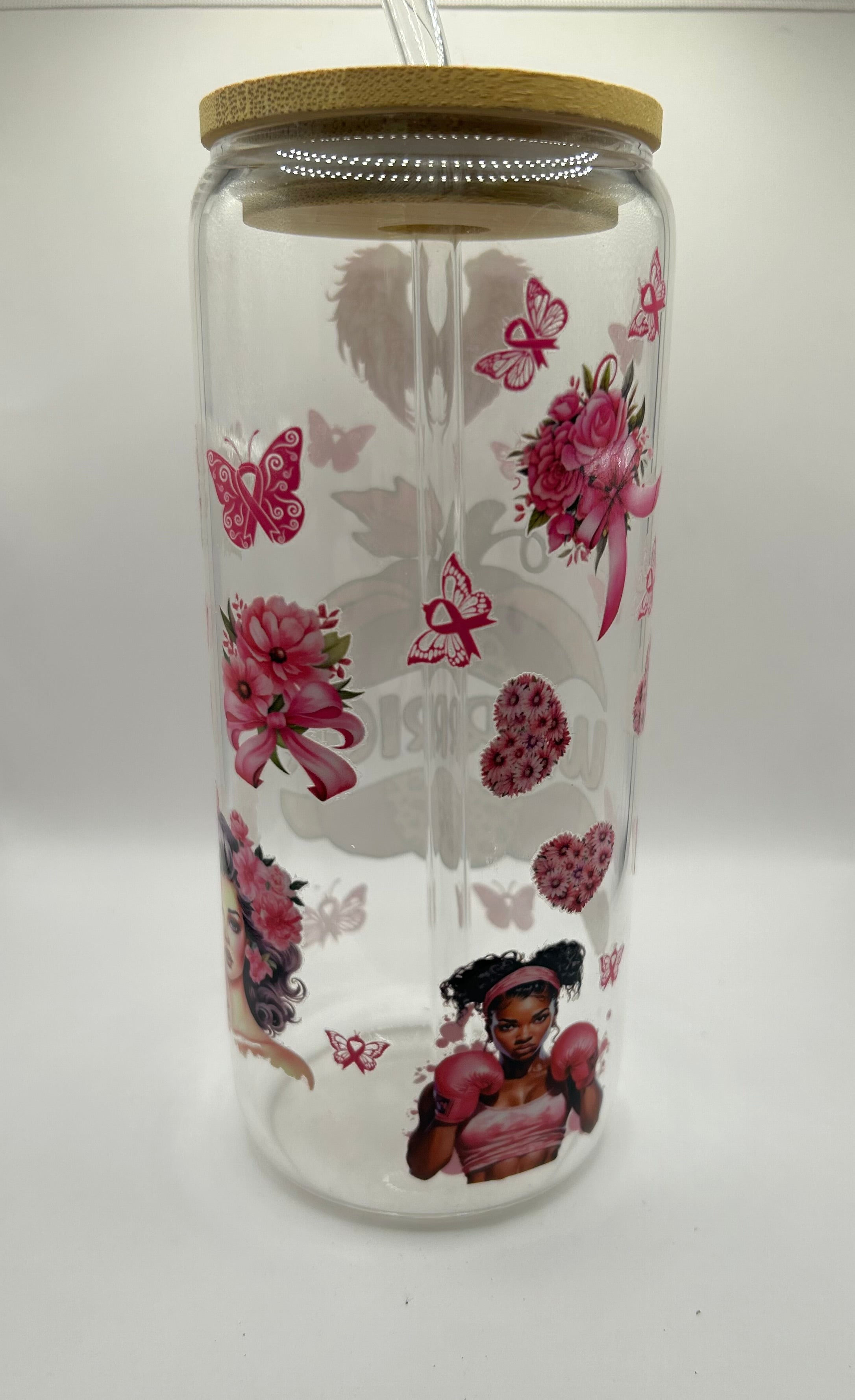 Breast Cancer Warrior Glass Cup