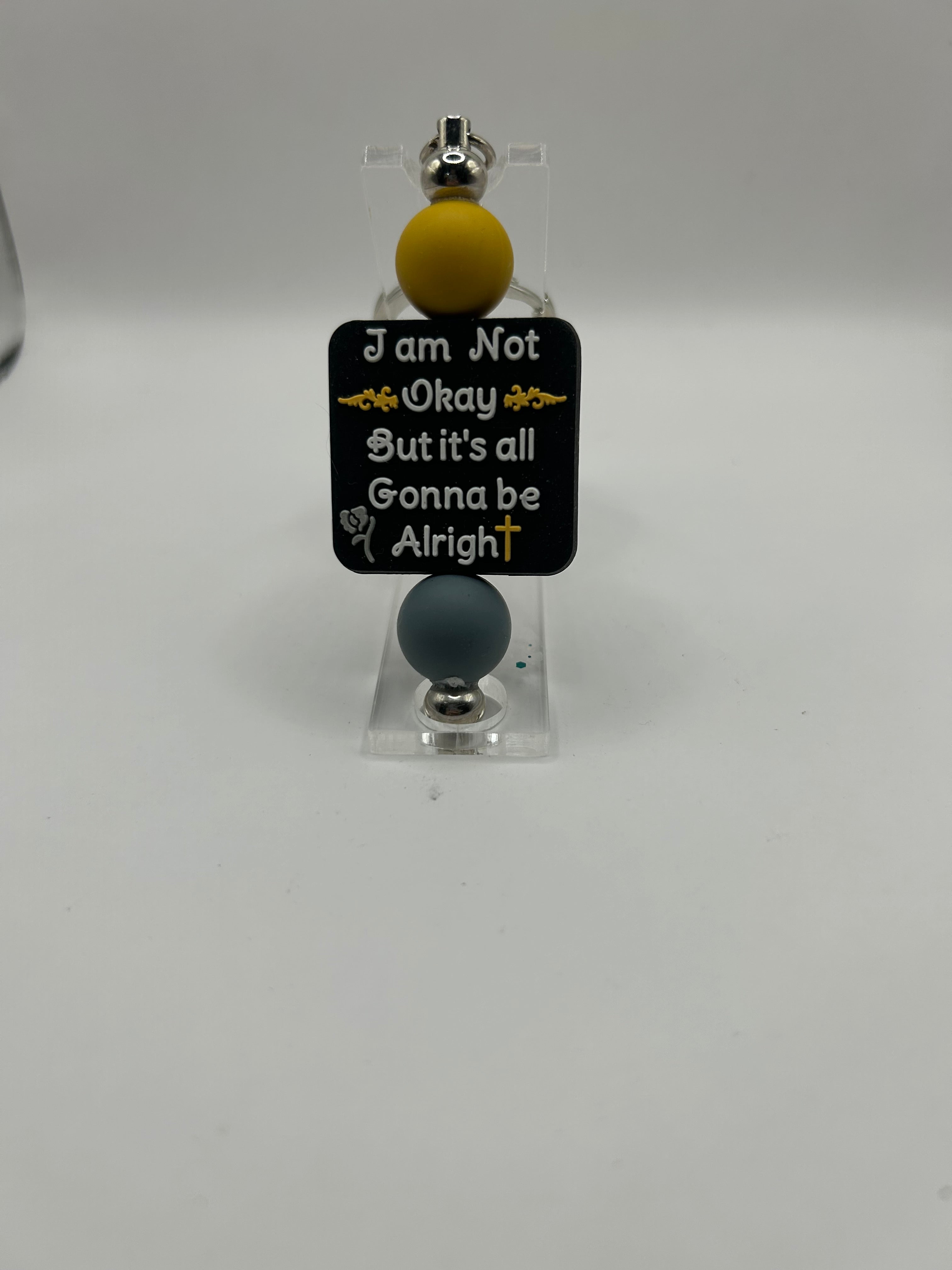 Okay Beaded Keychain