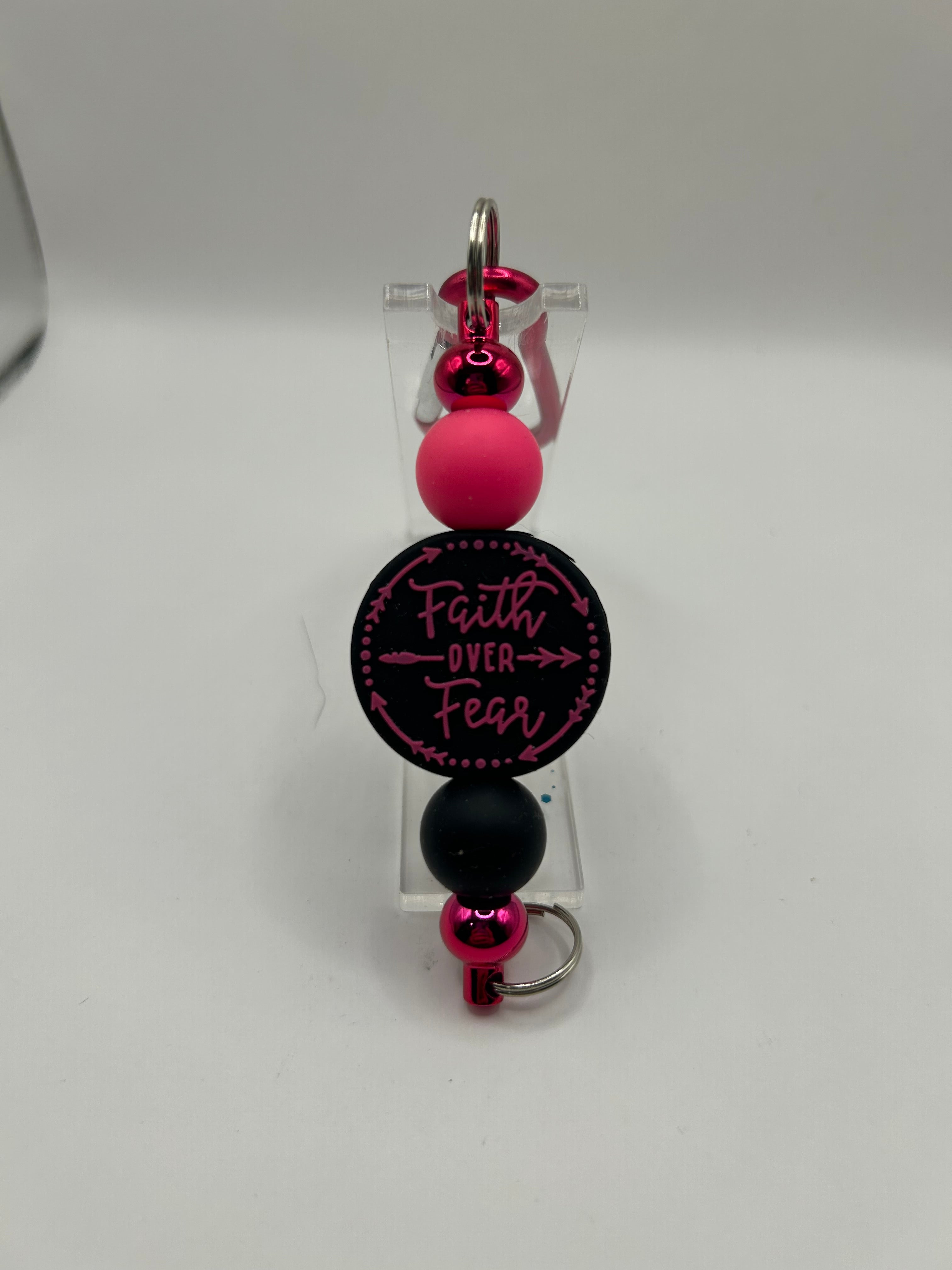 Faith over Fear Beaded Keychain